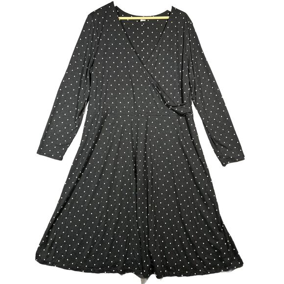 Old Navy Dress Womens XXL Polka Dot Faux Wrap Black White Preppy Career Work - Picture 1 of 11